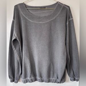 Francesca Bettini| Italian Cotton Stone Washed Grey Scoop-Neck Sweatshirt Sz S